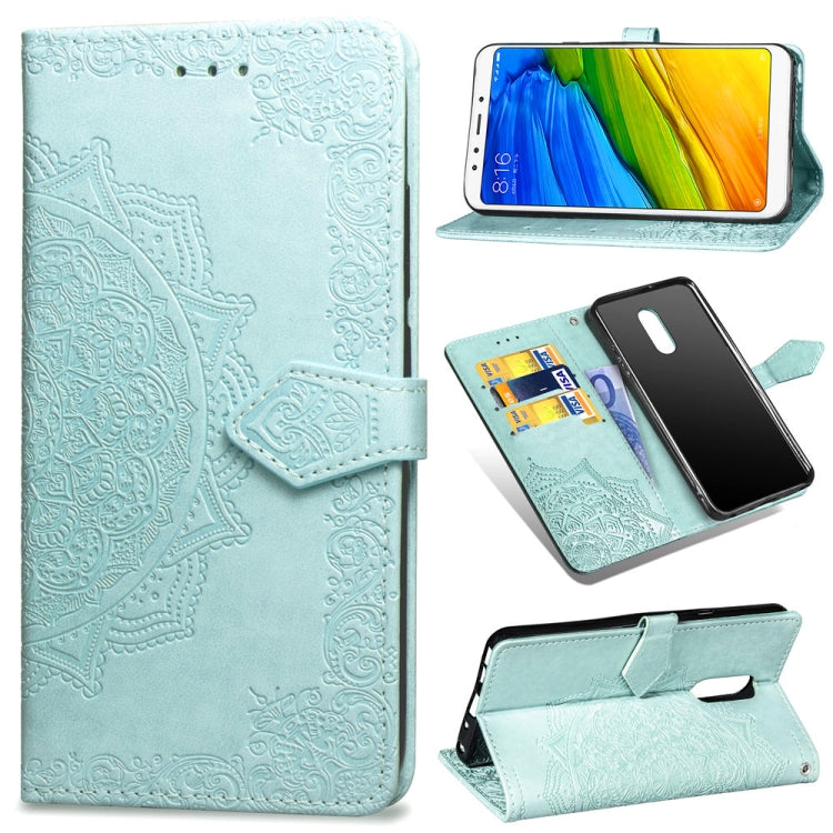 For Xiaomi Redmi 5 Plus Halfway Mandala Embossing Pattern Horizontal Flip Leather Case with Holder & Card Slots & Wallet & Lanyard