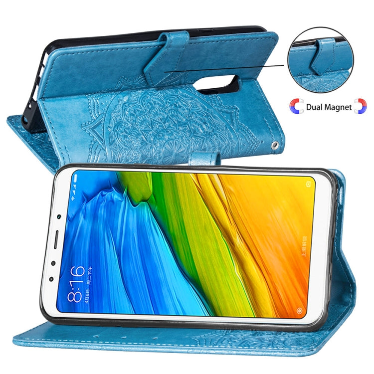 For Xiaomi Redmi 5 Plus Halfway Mandala Embossing Pattern Horizontal Flip Leather Case with Holder & Card Slots & Wallet & Lanyard
