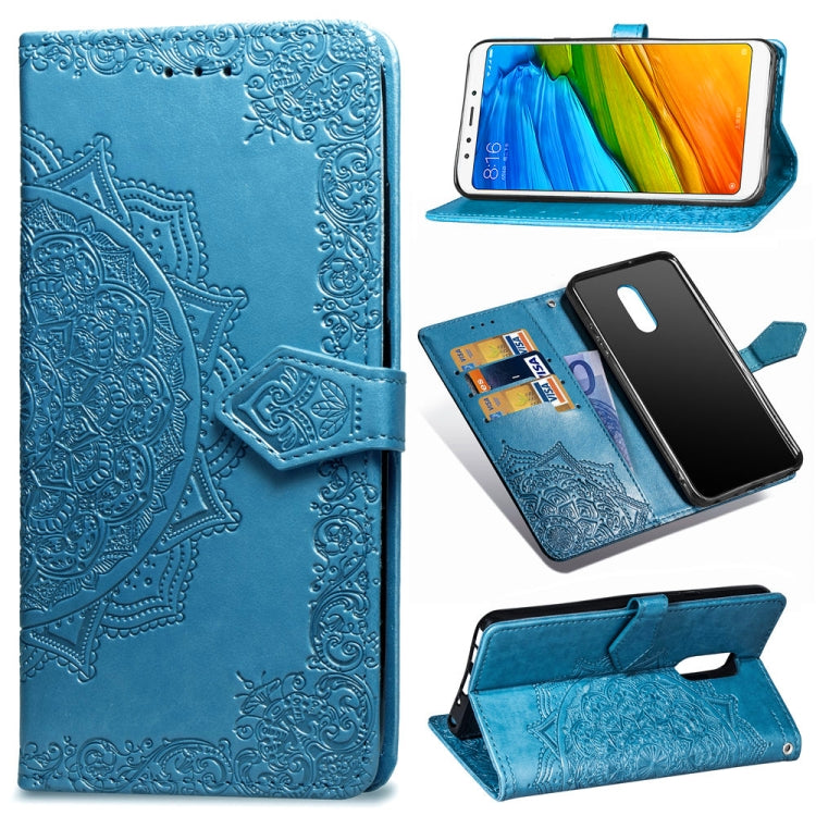 For Xiaomi Redmi 5 Plus Halfway Mandala Embossing Pattern Horizontal Flip Leather Case with Holder & Card Slots & Wallet & Lanyard