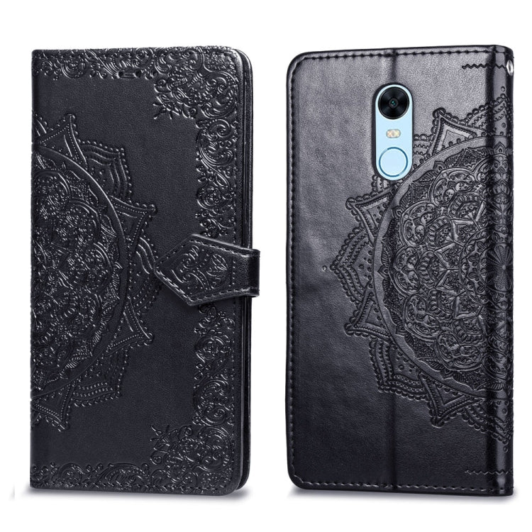 For Xiaomi Redmi 5 Plus Halfway Mandala Embossing Pattern Horizontal Flip Leather Case with Holder & Card Slots & Wallet & Lanyard