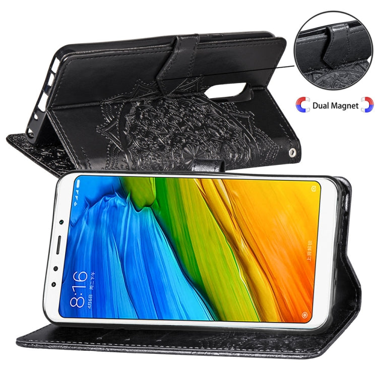 For Xiaomi Redmi 5 Plus Halfway Mandala Embossing Pattern Horizontal Flip Leather Case with Holder & Card Slots & Wallet & Lanyard