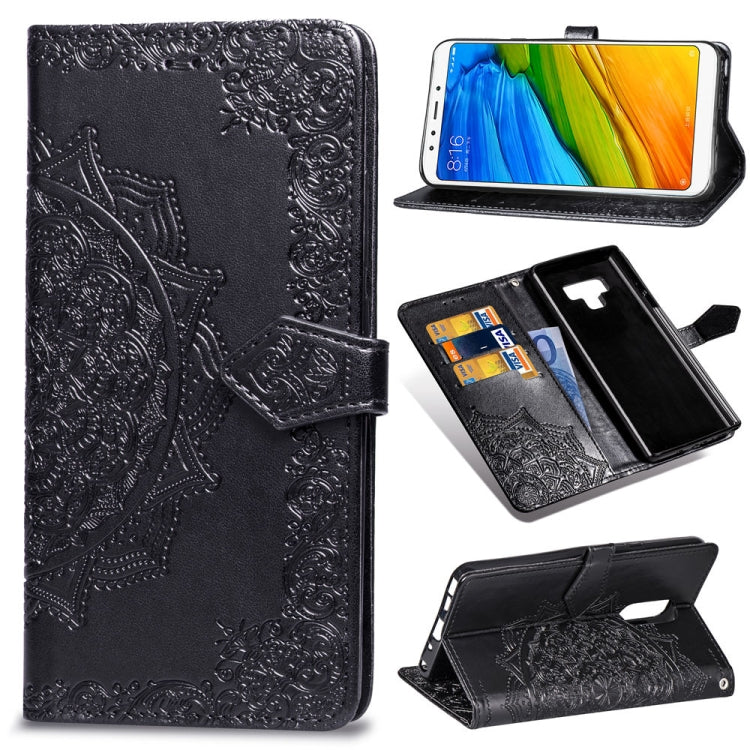 For Xiaomi Redmi 5 Plus Halfway Mandala Embossing Pattern Horizontal Flip Leather Case with Holder & Card Slots & Wallet & Lanyard