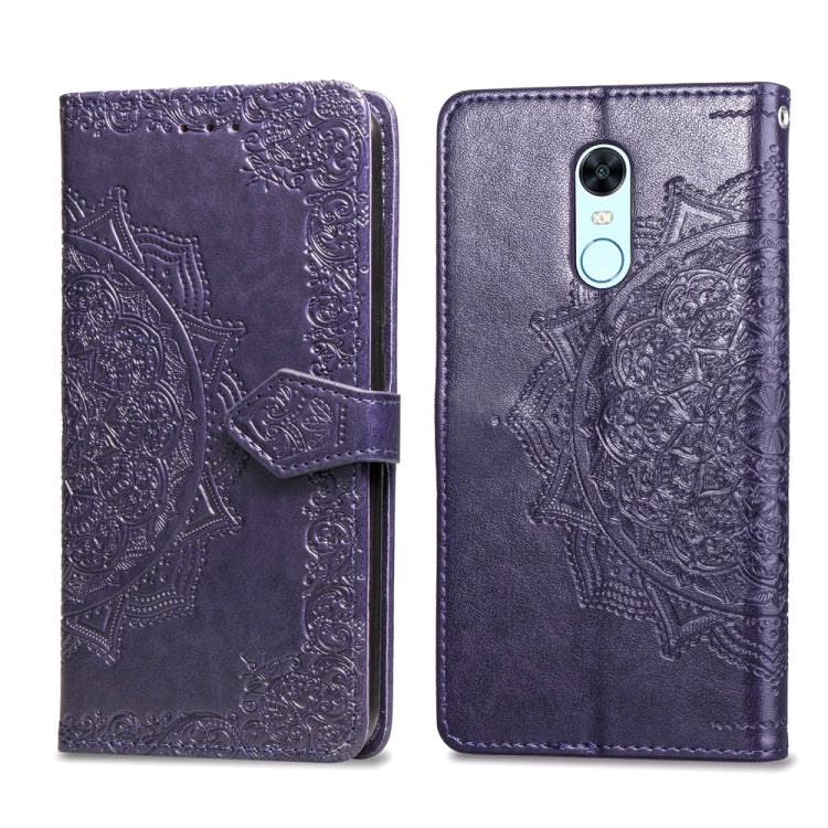 For Xiaomi Redmi 5 Plus Halfway Mandala Embossing Pattern Horizontal Flip Leather Case with Holder & Card Slots & Wallet & Lanyard