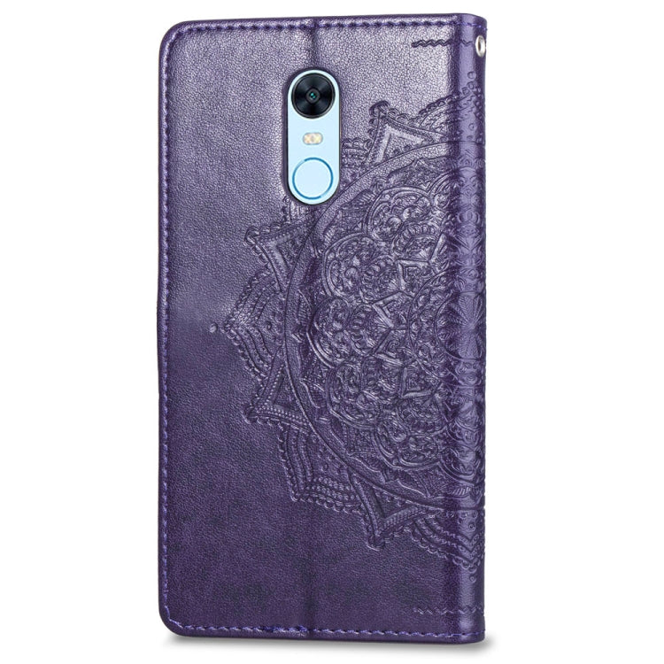 For Xiaomi Redmi 5 Plus Halfway Mandala Embossing Pattern Horizontal Flip Leather Case with Holder & Card Slots & Wallet & Lanyard