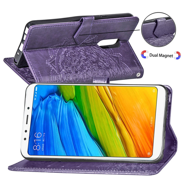 For Xiaomi Redmi 5 Plus Halfway Mandala Embossing Pattern Horizontal Flip Leather Case with Holder & Card Slots & Wallet & Lanyard
