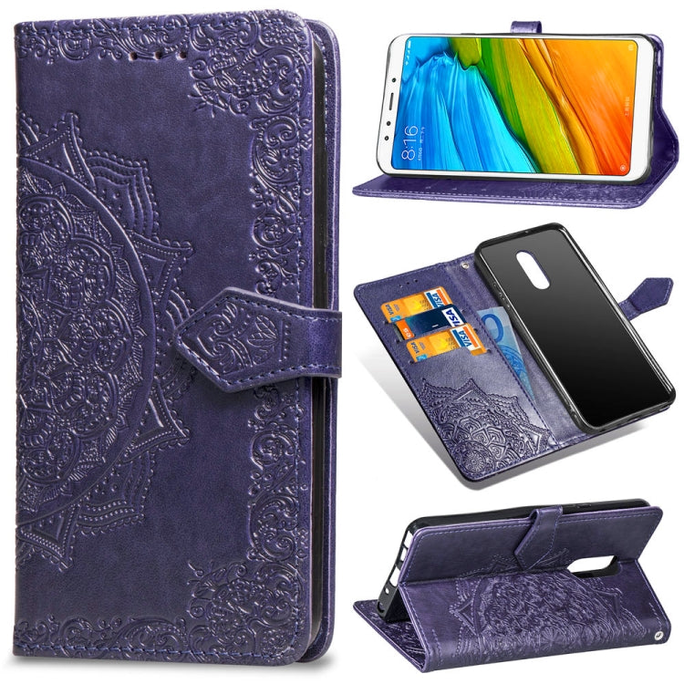 For Xiaomi Redmi 5 Plus Halfway Mandala Embossing Pattern Horizontal Flip Leather Case with Holder & Card Slots & Wallet & Lanyard