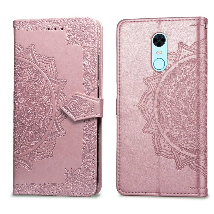 For Xiaomi Redmi 5 Plus Halfway Mandala Embossing Pattern Horizontal Flip Leather Case with Holder & Card Slots & Wallet & Lanyard