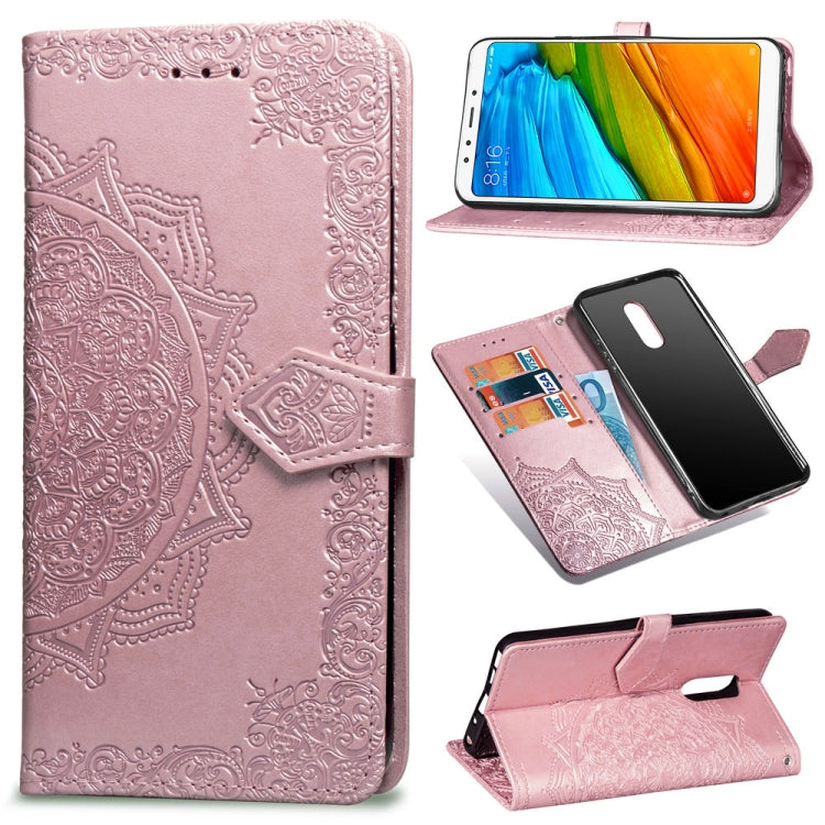 For Xiaomi Redmi 5 Plus Halfway Mandala Embossing Pattern Horizontal Flip Leather Case with Holder & Card Slots & Wallet & Lanyard