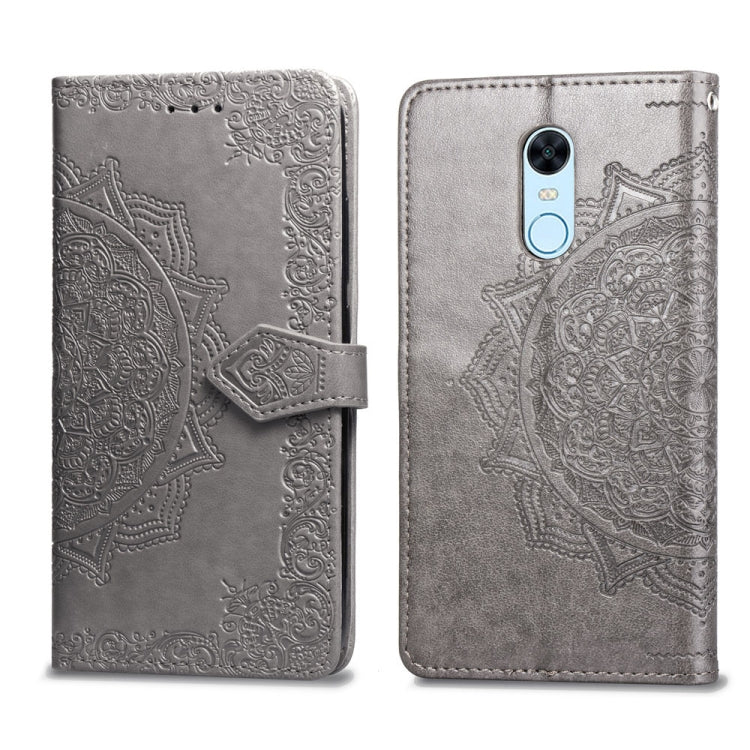 For Xiaomi Redmi 5 Plus Halfway Mandala Embossing Pattern Horizontal Flip Leather Case with Holder & Card Slots & Wallet & Lanyard