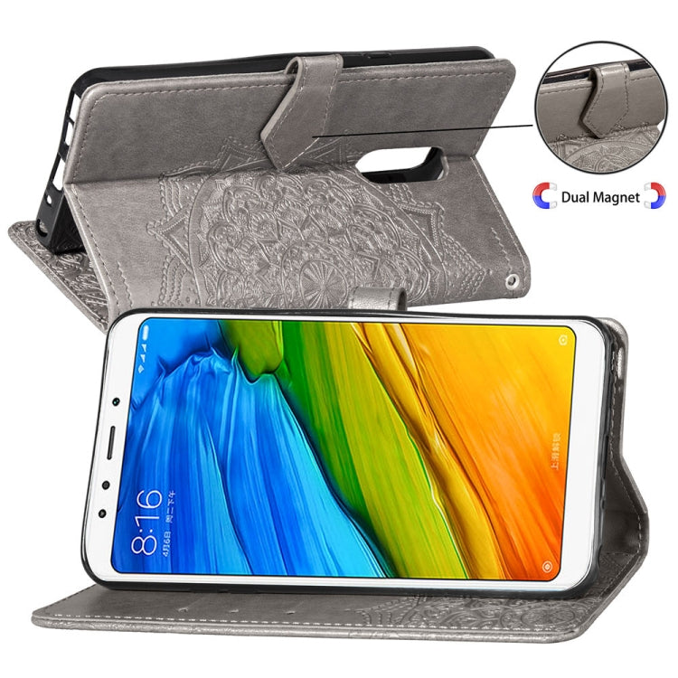 For Xiaomi Redmi 5 Plus Halfway Mandala Embossing Pattern Horizontal Flip Leather Case with Holder & Card Slots & Wallet & Lanyard