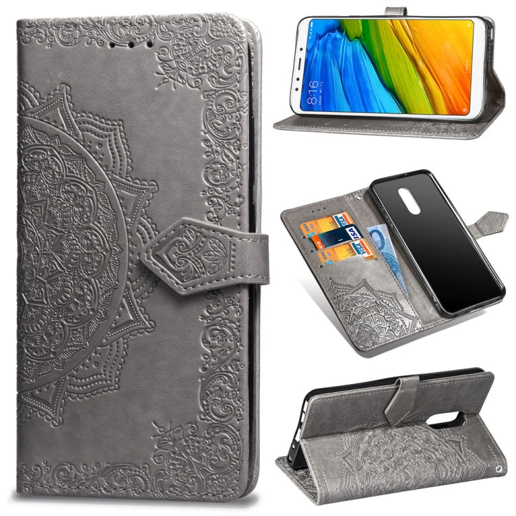 For Xiaomi Redmi 5 Plus Halfway Mandala Embossing Pattern Horizontal Flip Leather Case with Holder & Card Slots & Wallet & Lanyard