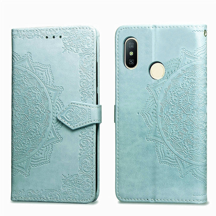 For Xiaomi Redmi Note 6 Halfway Mandala Embossing Pattern Horizontal Flip Leather Case with Holder & Card Slots & Wallet & Lanyard