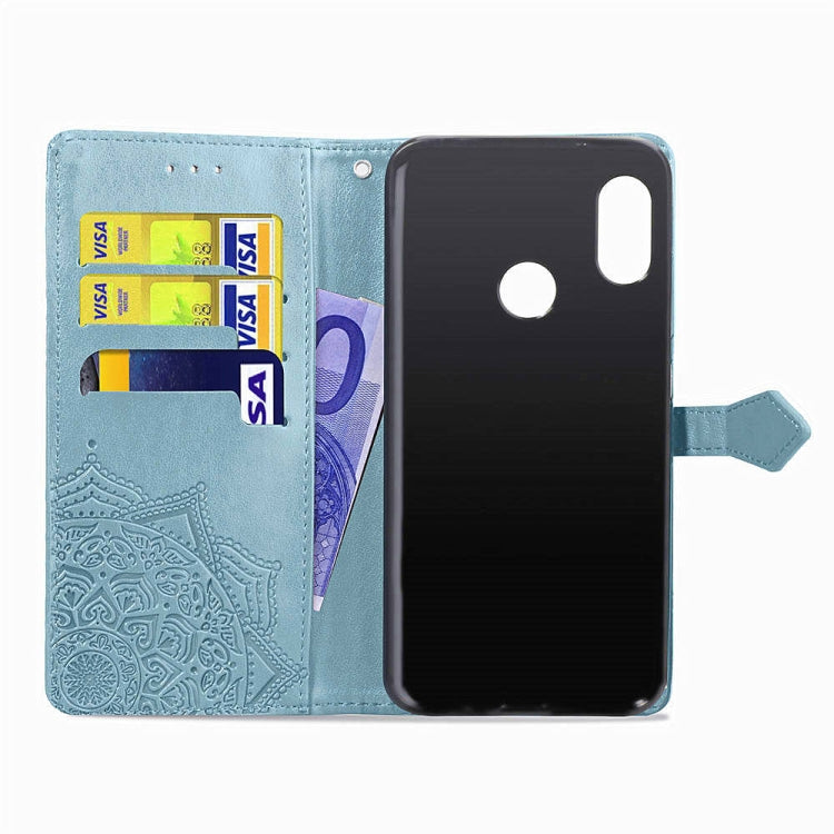 For Xiaomi Redmi Note 6 Halfway Mandala Embossing Pattern Horizontal Flip Leather Case with Holder & Card Slots & Wallet & Lanyard