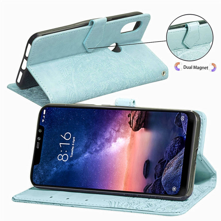 For Xiaomi Redmi Note 6 Halfway Mandala Embossing Pattern Horizontal Flip Leather Case with Holder & Card Slots & Wallet & Lanyard