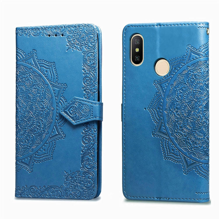 For Xiaomi Redmi Note 6 Halfway Mandala Embossing Pattern Horizontal Flip Leather Case with Holder & Card Slots & Wallet & Lanyard