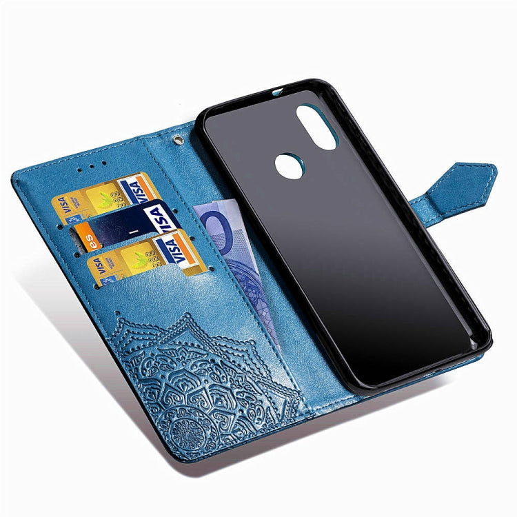 For Xiaomi Redmi Note 6 Halfway Mandala Embossing Pattern Horizontal Flip Leather Case with Holder & Card Slots & Wallet & Lanyard