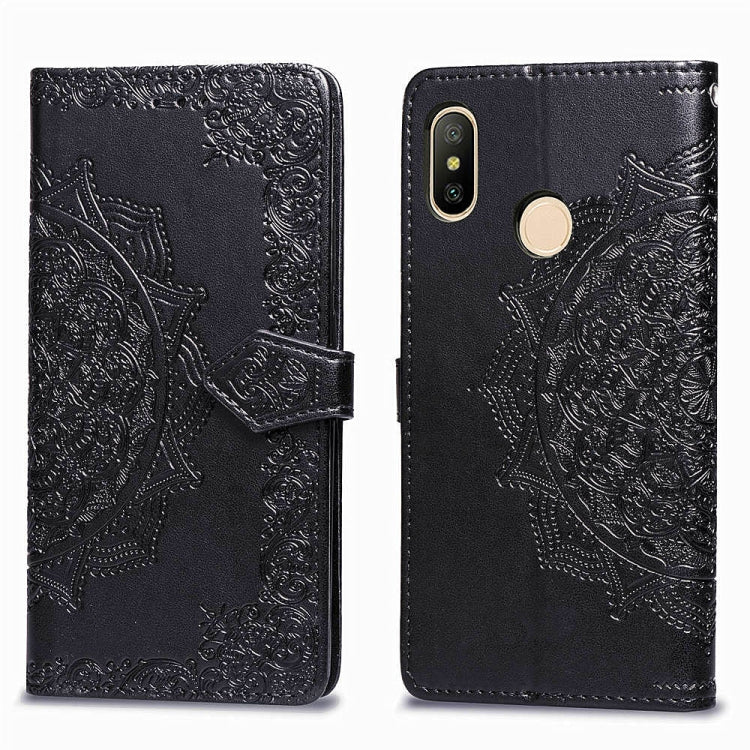 For Xiaomi Redmi Note 6 Halfway Mandala Embossing Pattern Horizontal Flip Leather Case with Holder & Card Slots & Wallet & Lanyard