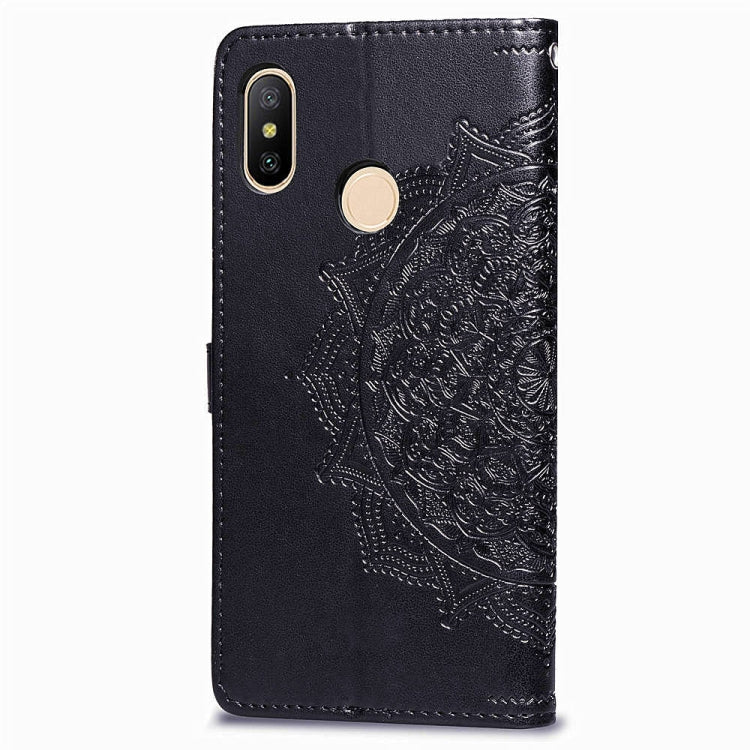 For Xiaomi Redmi Note 6 Halfway Mandala Embossing Pattern Horizontal Flip Leather Case with Holder & Card Slots & Wallet & Lanyard