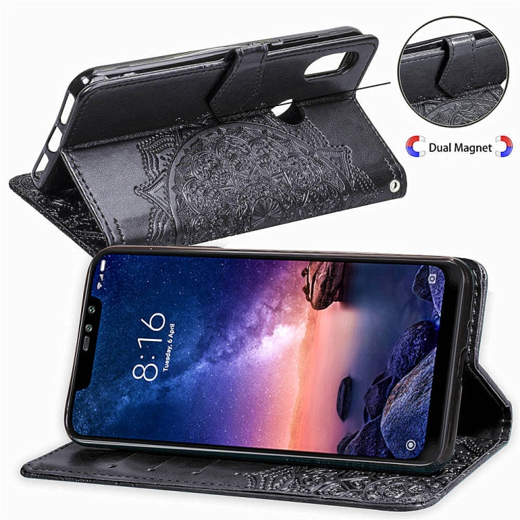 For Xiaomi Redmi Note 6 Halfway Mandala Embossing Pattern Horizontal Flip Leather Case with Holder & Card Slots & Wallet & Lanyard