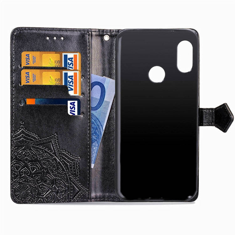 For Xiaomi Redmi Note 6 Halfway Mandala Embossing Pattern Horizontal Flip Leather Case with Holder & Card Slots & Wallet & Lanyard