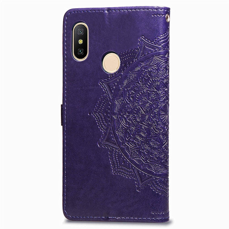 For Xiaomi Redmi Note 6 Halfway Mandala Embossing Pattern Horizontal Flip Leather Case with Holder & Card Slots & Wallet & Lanyard