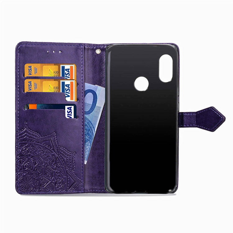 For Xiaomi Redmi Note 6 Halfway Mandala Embossing Pattern Horizontal Flip Leather Case with Holder & Card Slots & Wallet & Lanyard
