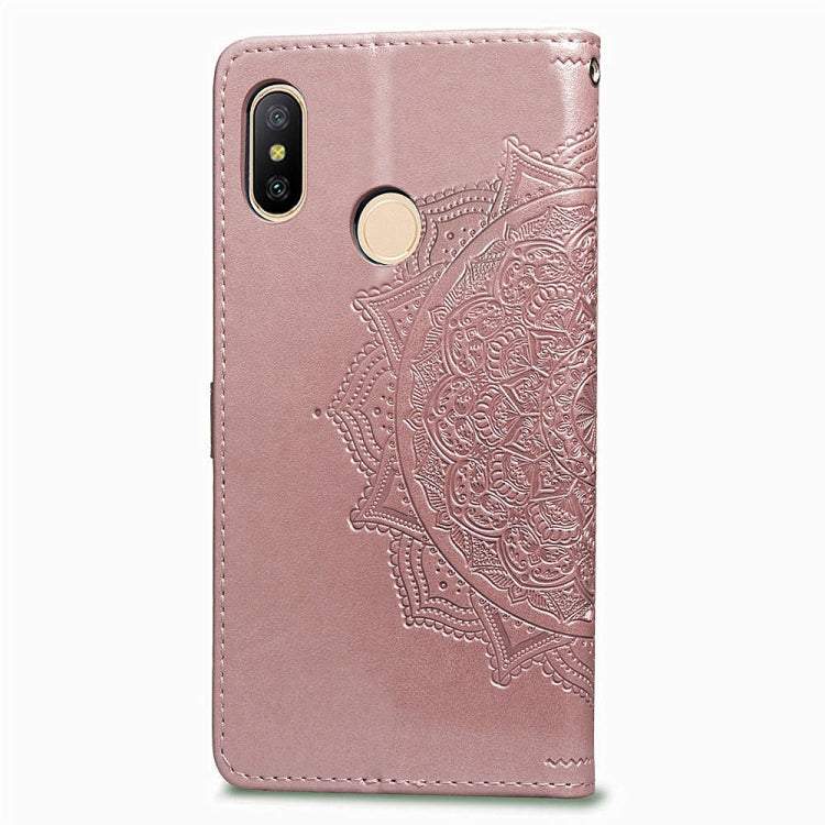For Xiaomi Redmi Note 6 Halfway Mandala Embossing Pattern Horizontal Flip Leather Case with Holder & Card Slots & Wallet & Lanyard