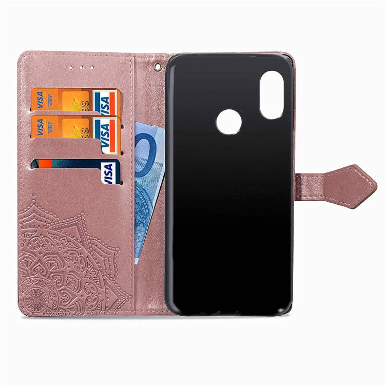 For Xiaomi Redmi Note 6 Halfway Mandala Embossing Pattern Horizontal Flip Leather Case with Holder & Card Slots & Wallet & Lanyard