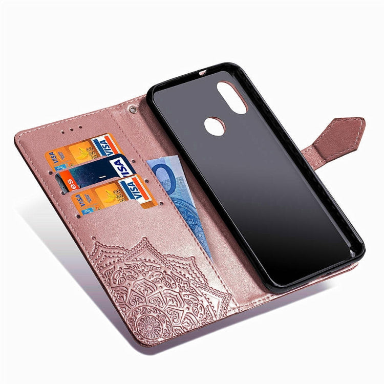 For Xiaomi Redmi Note 6 Halfway Mandala Embossing Pattern Horizontal Flip Leather Case with Holder & Card Slots & Wallet & Lanyard