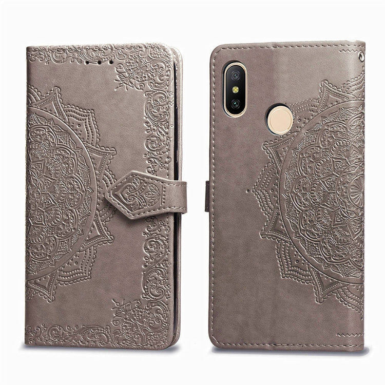 For Xiaomi Redmi Note 6 Halfway Mandala Embossing Pattern Horizontal Flip Leather Case with Holder & Card Slots & Wallet & Lanyard