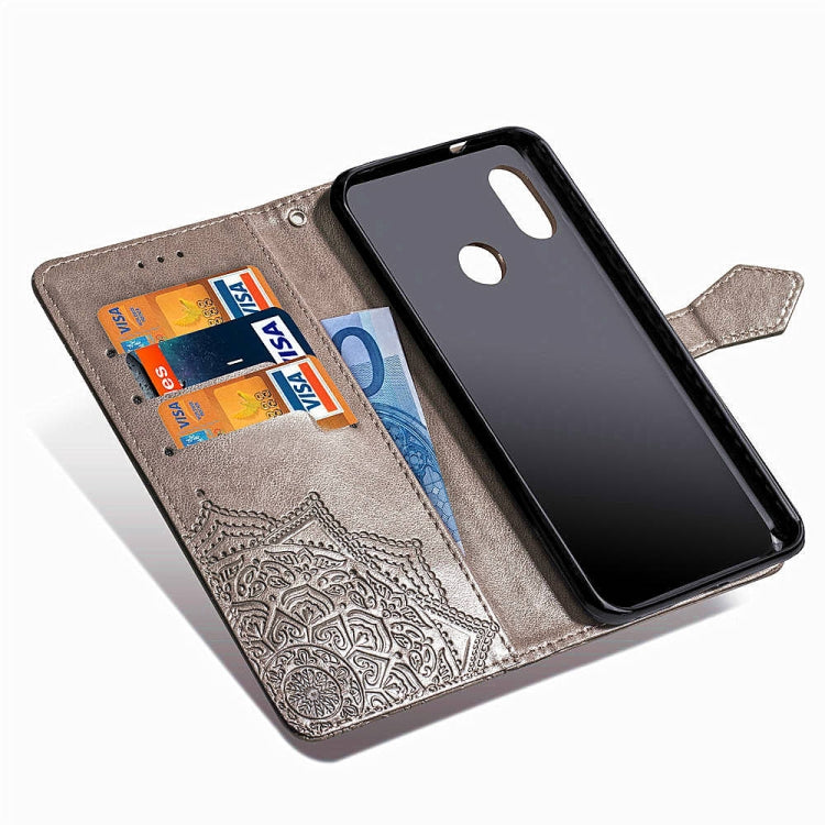 For Xiaomi Redmi Note 6 Halfway Mandala Embossing Pattern Horizontal Flip Leather Case with Holder & Card Slots & Wallet & Lanyard
