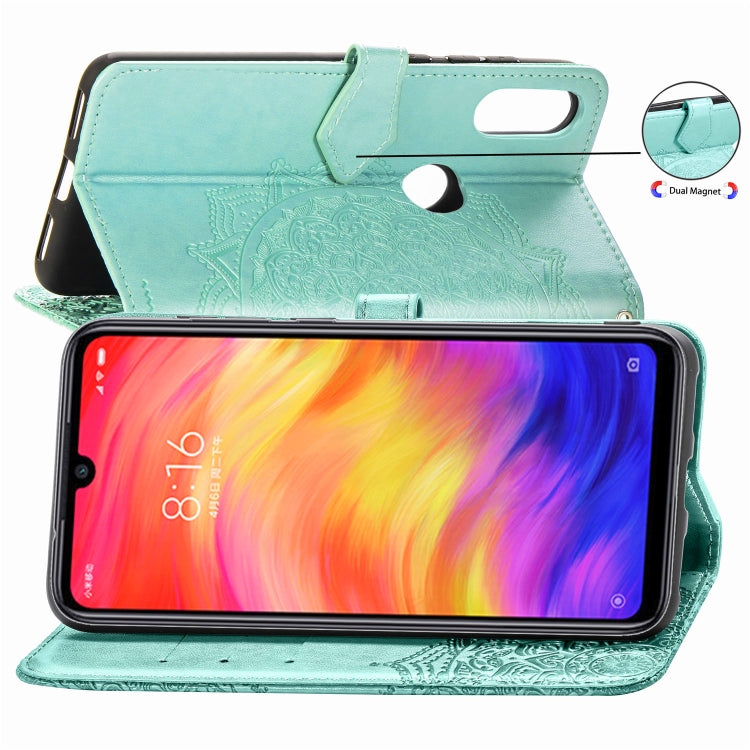 For Xiaomi Redmi Note 7 Halfway Mandala Embossing Pattern Horizontal Flip Leather Case with Holder & Card Slots & Wallet & Lanyard