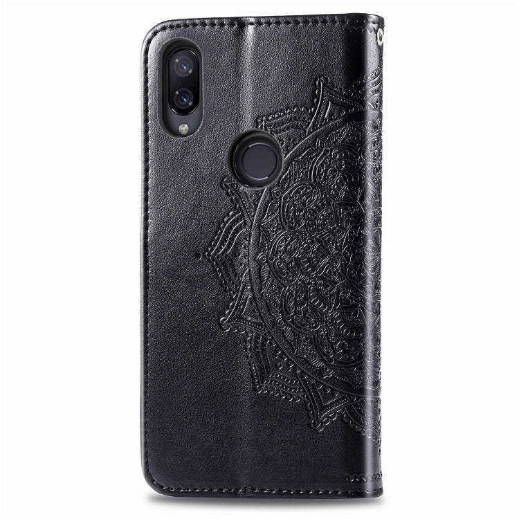 For Xiaomi Redmi Note 7 Halfway Mandala Embossing Pattern Horizontal Flip Leather Case with Holder & Card Slots & Wallet & Lanyard