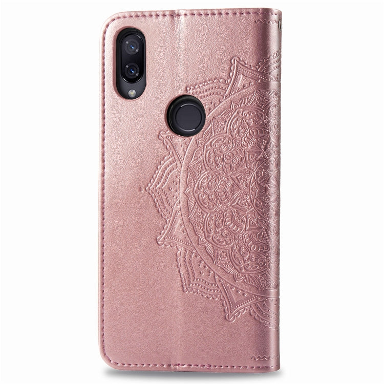 For Xiaomi Redmi Note 7 Halfway Mandala Embossing Pattern Horizontal Flip Leather Case with Holder & Card Slots & Wallet & Lanyard