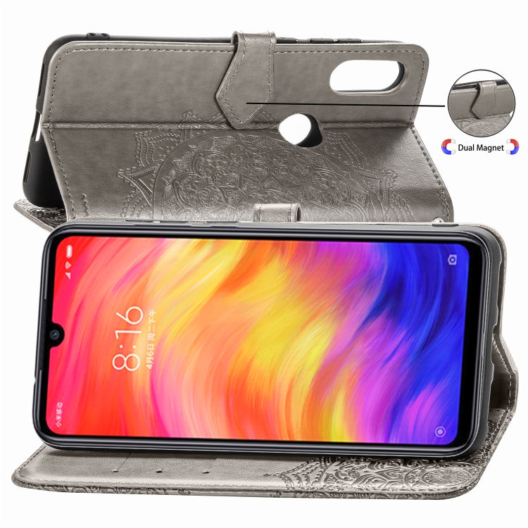For Xiaomi Redmi Note 7 Halfway Mandala Embossing Pattern Horizontal Flip Leather Case with Holder & Card Slots & Wallet & Lanyard