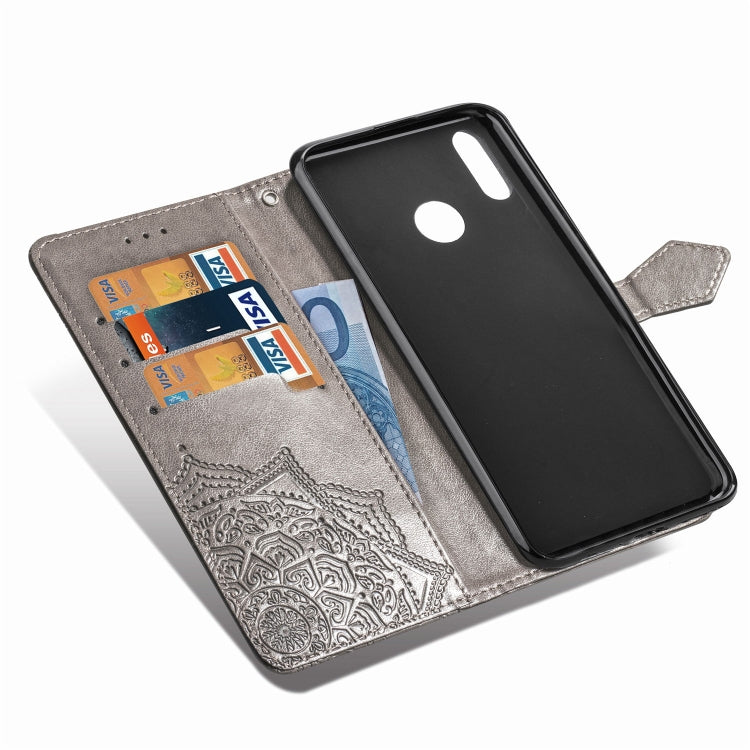 For Xiaomi Redmi Note 7 Halfway Mandala Embossing Pattern Horizontal Flip Leather Case with Holder & Card Slots & Wallet & Lanyard