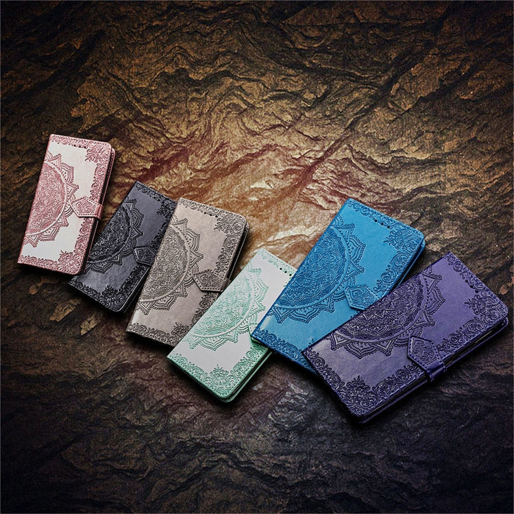 For Xiaomi Redmi Note 7 Halfway Mandala Embossing Pattern Horizontal Flip Leather Case with Holder & Card Slots & Wallet & Lanyard