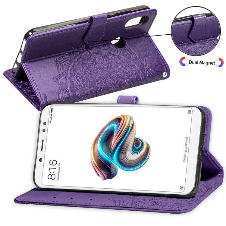 For Xiaomi Redmi Note 5 Pro Halfway Mandala Embossing Pattern Horizontal Flip Leather Case with Holder & Card Slots & Wallet & Lanyard