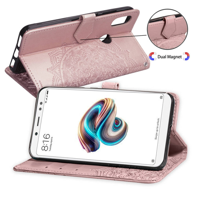 For Xiaomi Redmi Note 5 Pro Halfway Mandala Embossing Pattern Horizontal Flip Leather Case with Holder & Card Slots & Wallet & Lanyard