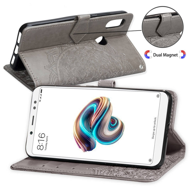 For Xiaomi Redmi Note 5 Pro Halfway Mandala Embossing Pattern Horizontal Flip Leather Case with Holder & Card Slots & Wallet & Lanyard