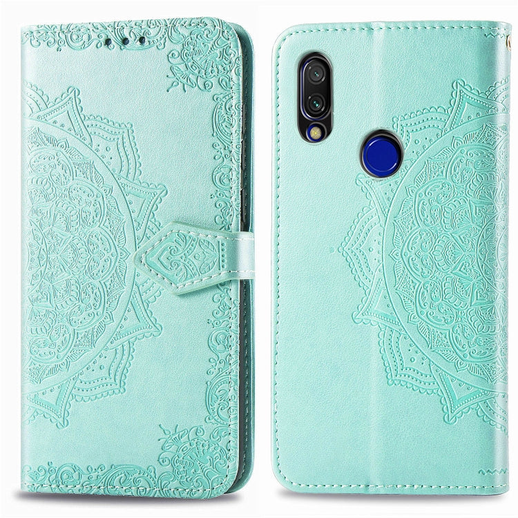 For Xiaomi Redmi 7 Halfway Mandala Embossing Pattern Horizontal Flip Leather Case with Holder & Card Slots & Wallet & Lanyard