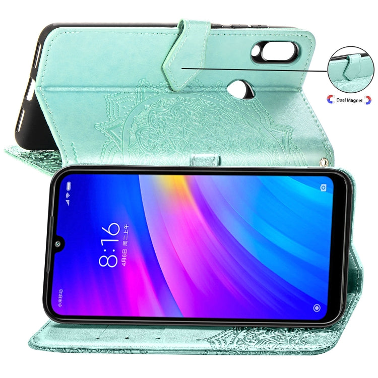 For Xiaomi Redmi 7 Halfway Mandala Embossing Pattern Horizontal Flip Leather Case with Holder & Card Slots & Wallet & Lanyard