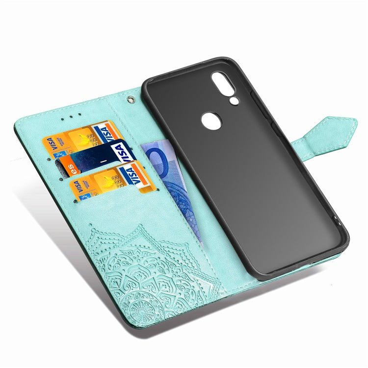 For Xiaomi Redmi 7 Halfway Mandala Embossing Pattern Horizontal Flip Leather Case with Holder & Card Slots & Wallet & Lanyard
