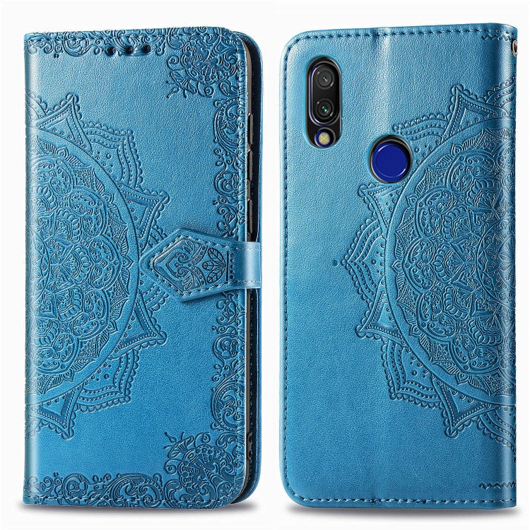 For Xiaomi Redmi 7 Halfway Mandala Embossing Pattern Horizontal Flip Leather Case with Holder & Card Slots & Wallet & Lanyard