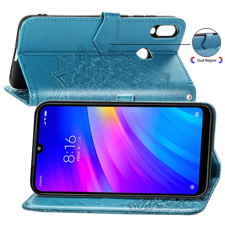 For Xiaomi Redmi 7 Halfway Mandala Embossing Pattern Horizontal Flip Leather Case with Holder & Card Slots & Wallet & Lanyard