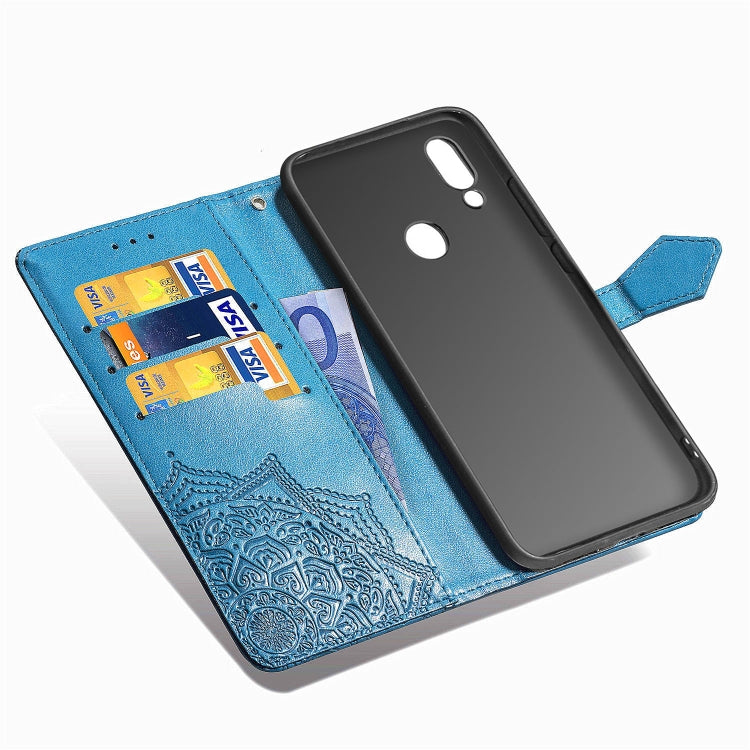 For Xiaomi Redmi 7 Halfway Mandala Embossing Pattern Horizontal Flip Leather Case with Holder & Card Slots & Wallet & Lanyard