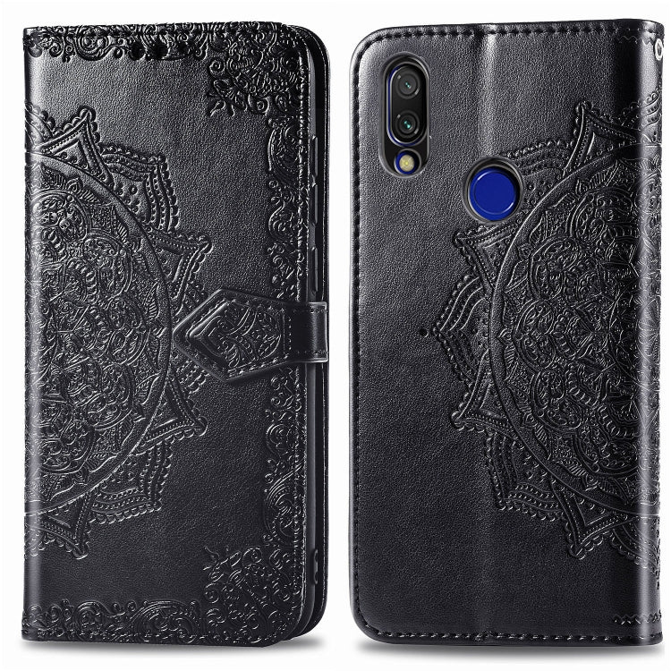 For Xiaomi Redmi 7 Halfway Mandala Embossing Pattern Horizontal Flip Leather Case with Holder & Card Slots & Wallet & Lanyard