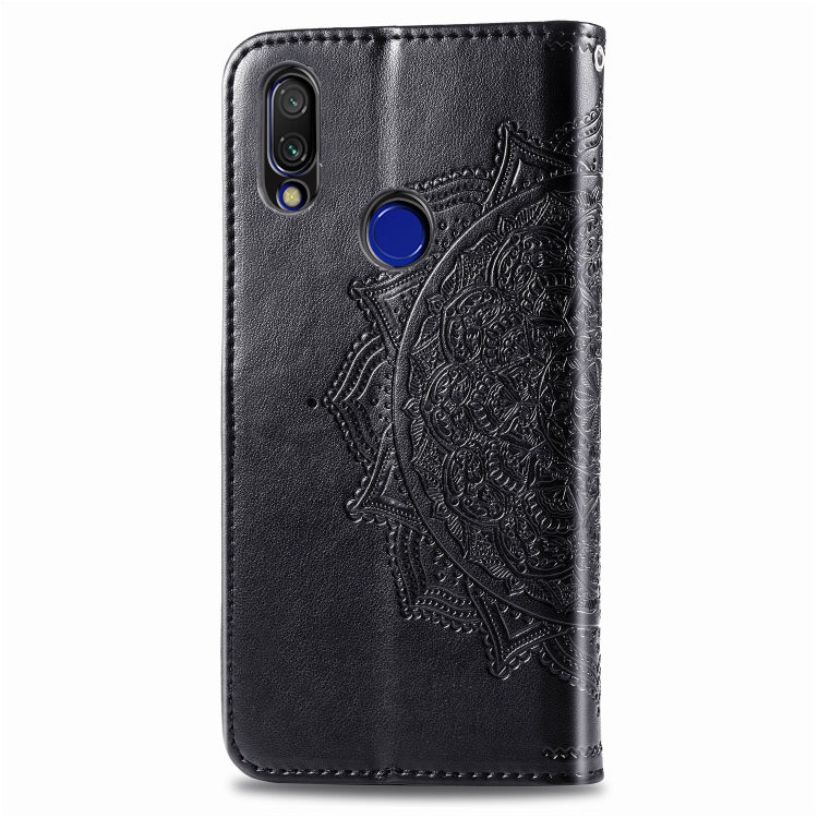 For Xiaomi Redmi 7 Halfway Mandala Embossing Pattern Horizontal Flip Leather Case with Holder & Card Slots & Wallet & Lanyard