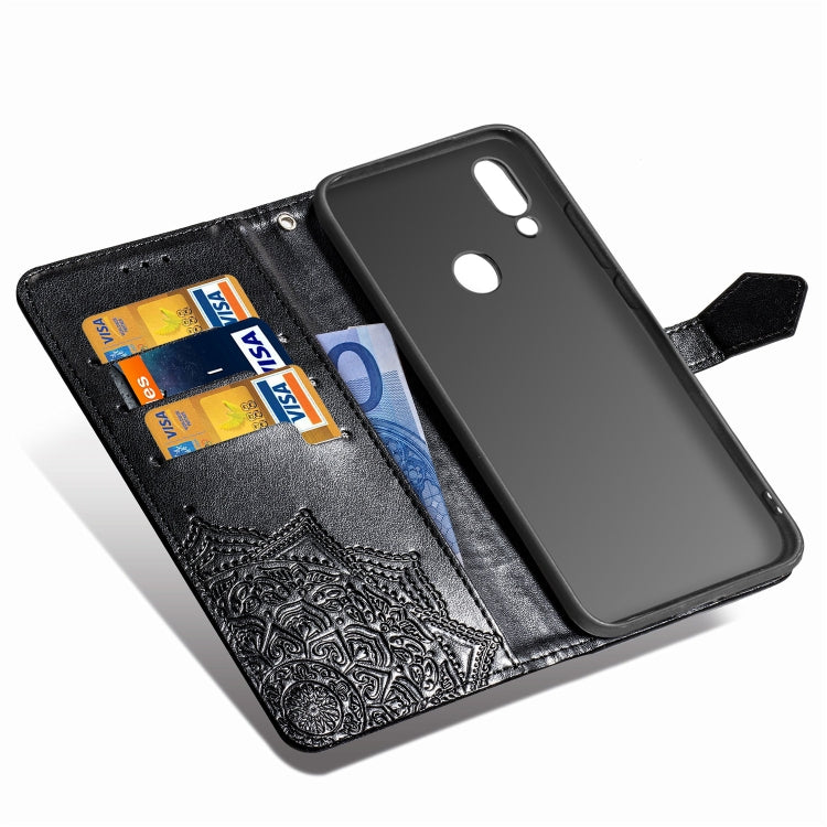 For Xiaomi Redmi 7 Halfway Mandala Embossing Pattern Horizontal Flip Leather Case with Holder & Card Slots & Wallet & Lanyard