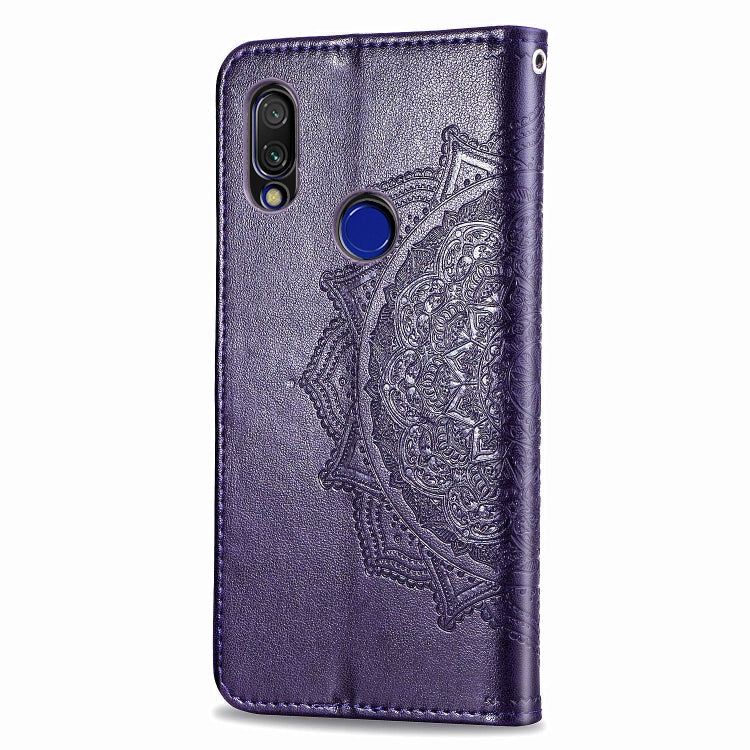 For Xiaomi Redmi 7 Halfway Mandala Embossing Pattern Horizontal Flip Leather Case with Holder & Card Slots & Wallet & Lanyard